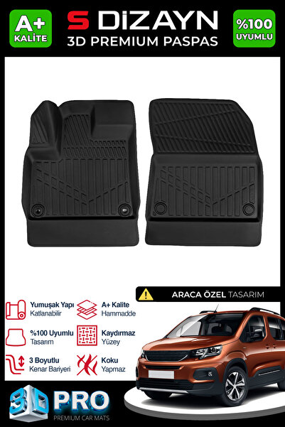 S Dizayn S-Dizayn Peugeot Rifter Panelvan 3D Pro Havuzlu Paspas Ön 2'li 2019 ...