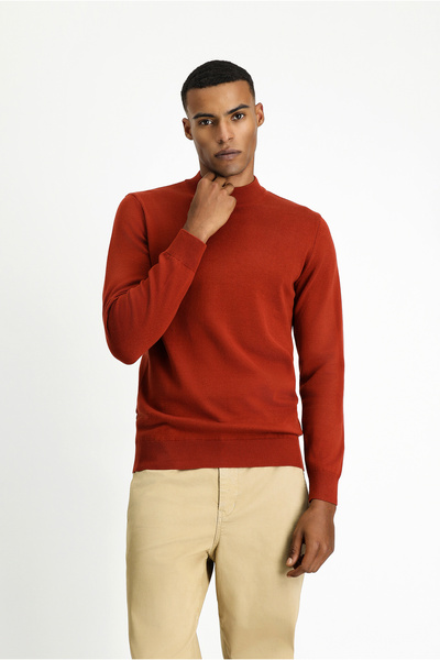 Kiğılı Pulover din tricot din bumbac cu jumătate de gât țesut regular