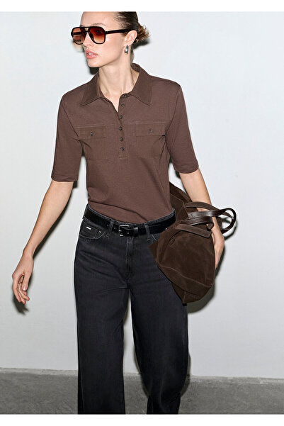 Mavi Kahverengi Polo Tişört Slim Fit / Dar Kesim 1613858-71603