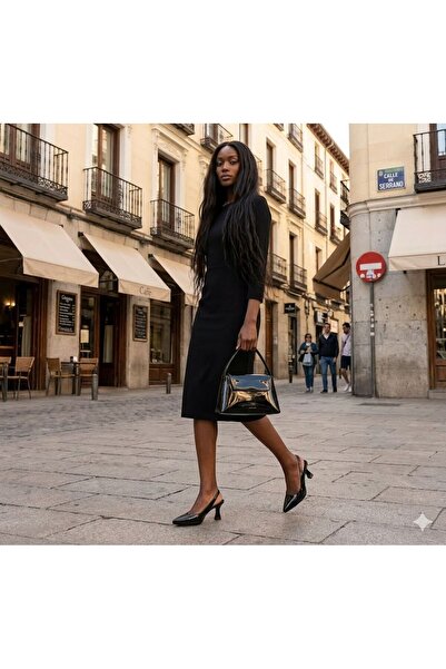 Pretty Girl Γυναικεία μαύρα λουστρίνια κλασικά παπούτσια στιλέτο με ανοιχτή π...