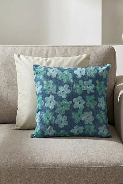 ASDİVA مجموعة من 2 غطاء وسادة زخرفية من سولفيون بنمط الأقحوان الأزرق والمخمل ...