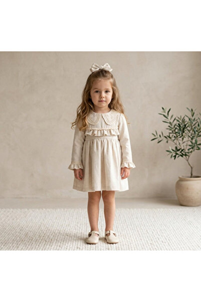 aysskids MILLA Dantel Yakalı Vintage Uzun Kollu Bayramlık Özel gün Kız Bebek ...