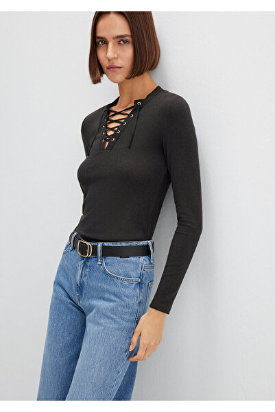 Mavi Tricou cu mânecă lungă antracit Fitted / mulat croială 1613839-70262