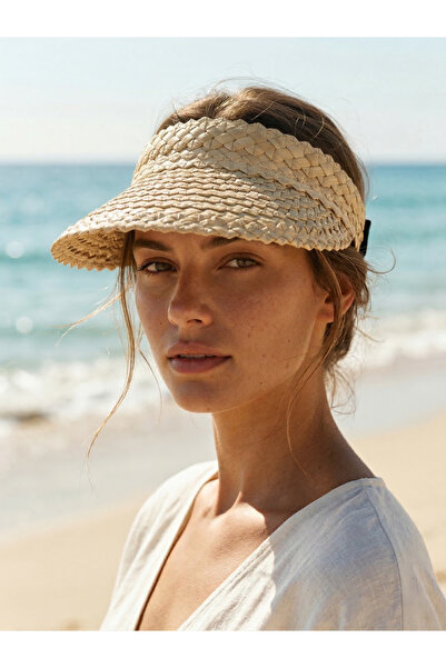 Luminos Butik Pălărie cu vizor din paie cu model bej Protecție solară Postură...