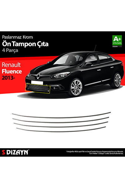 S Dizayn S-Dizayn Renault Fluence Krom Ön Tampon Çıtası 4 Prç. 2013-2016 Maky...