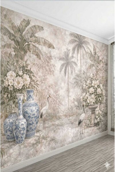 dekoartizan Tropikal Bahçe Manzaralı Dekoratif Duvar Kağıdı