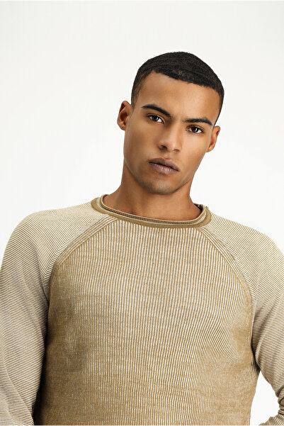 Kiğılı Bisiklet Yaka Slim Fit Dar Kesim Çizgili Triko Kazak