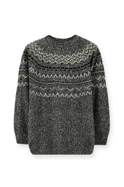 Kiğılı Crew Neck Regular Fit Patterned Cotton Knitwear Sweater