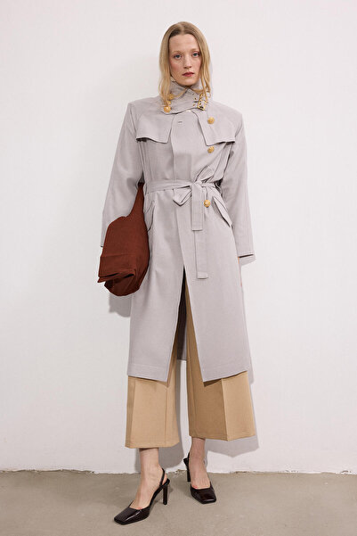 Touché Privé GOLD DÜĞMELİ KRUVAZE KETEN TRENÇKOT