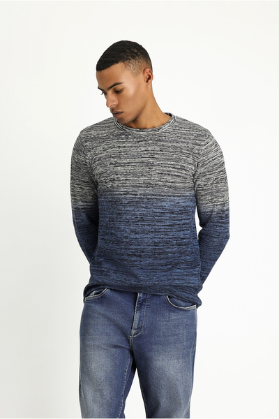 Kiğılı Bisiklet Yaka Slim Fit Dar Kesim Desenli Pamuklu Triko Kazak