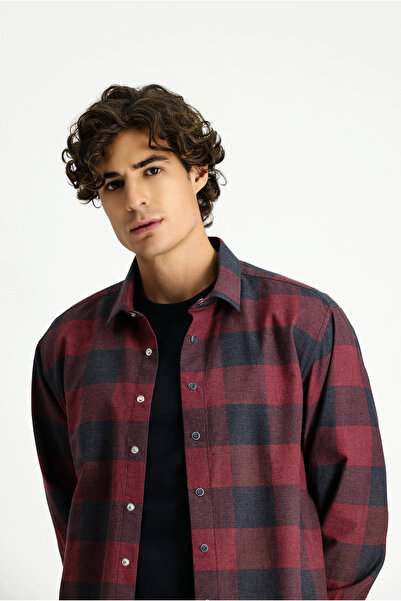 Kiğılı Дълъг ръкав, редовна кройка, спортна памучна риза с кариран десен