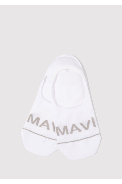 Mavi Logo Baskılı Beyaz Babet Çorabı 0911319-620
