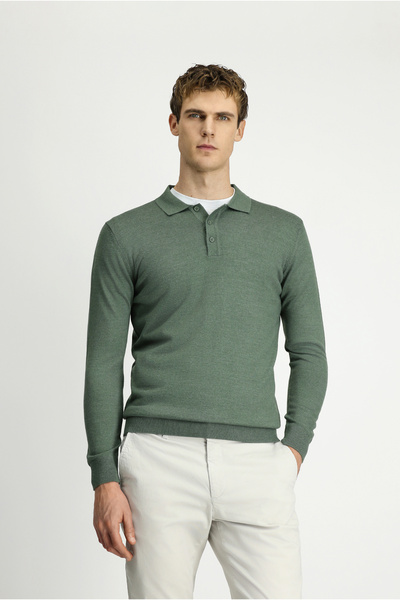 Kiğılı Polo Neck Buttoned Regular Fit Warm Wool Knit Sweater