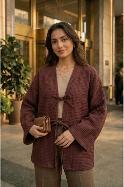 Aişe tesettür Κιμονό τουνίκ με δέσιμο μπροστά από αποξηραμένο τριαντάφυλλο / ...