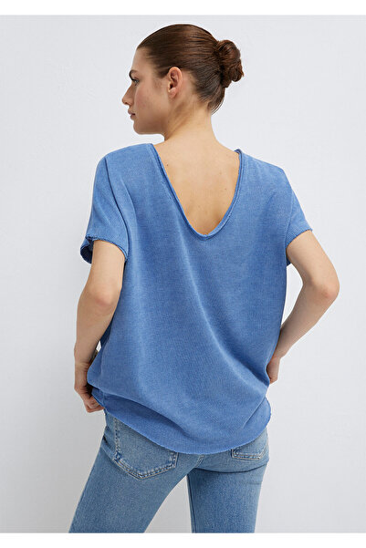 Mavi Dokulu Mavi Basic Tişört Loose Fit / Bol Rahat Kesim 167311-70853