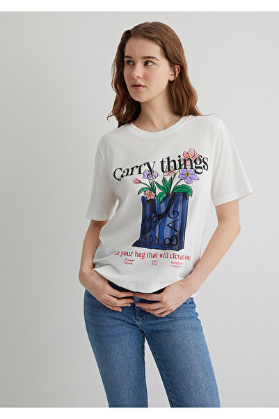 Mavi Tricou Ecru cu imprimeu floral Regular Fit 1613494 -70057