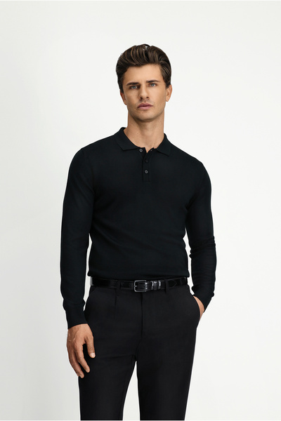 Kiğılı سترة صوفية دافئة ذات ياقة بولو وأزرار وقصة عادية