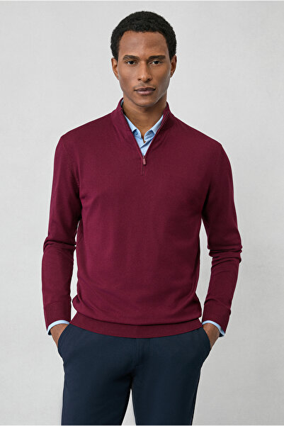 Kiğılı Pulover tricotat cu fermoar cu guler bato cu potrivire normală