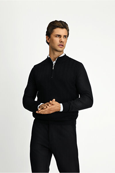 Kiğılı Pulover tricotat cu jumătate de guler înalt, croială normală, cu cu mo...