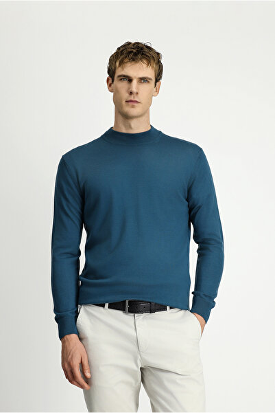 Kiğılı Pulover din lână cu jumătate de gât înalt, cu croială normală basic di...