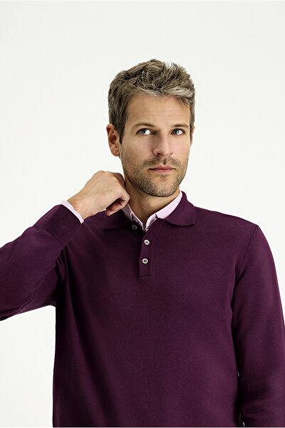 Kiğılı Pulover din tricot din bumbac și cașmir, cu gât polo