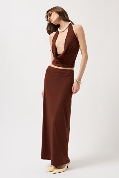 Hiccup JANES Σετ με κροπ τοπ και παντελόνι με λαιμόκοψη halter και ντραπέ σχέδιο