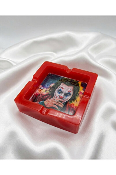 RESINO Joker Temalı Epoksi Kırmızı Küllük – El Yapımı Dekoratif ve Koleksiyon...