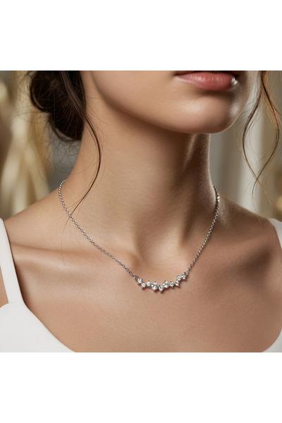 SIC MODA 925 Silver Necklace, Minimalist with Zircon, 6102A