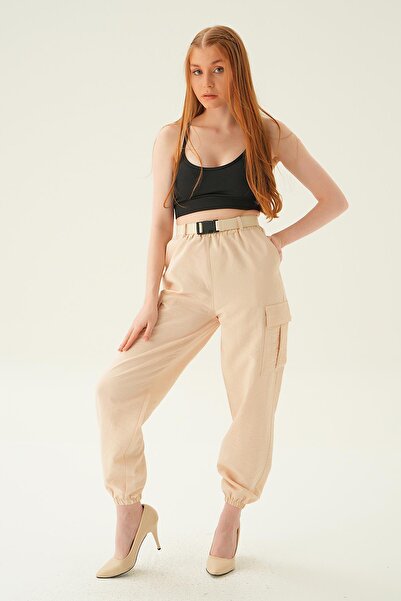 Rays 6888A Pantaloni cu parașuta cu centură de culoare piatră
