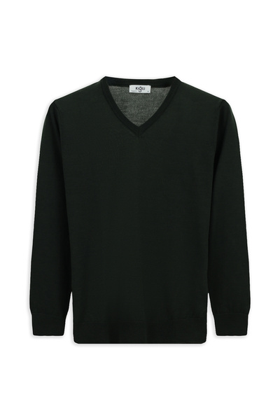 Kiğılı Pulover din tricot din lână, cu decolteu în V, cu potrivire normală