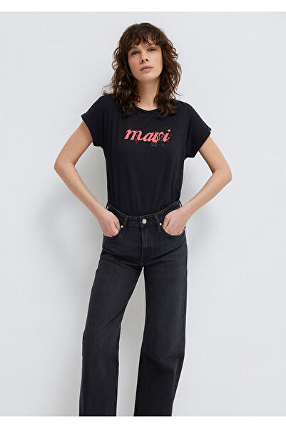 Mavi Tištěné černé tričko Slim Fit / Slim Fit 166422-900