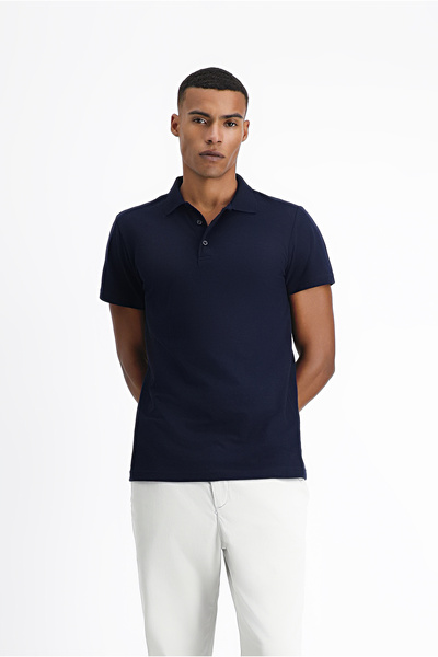 Kiğılı Tricou din bumbac brodat cu gâtul polo