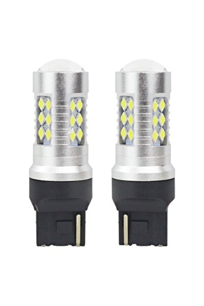 AMIO Set de 2 becuri auto LED T20 W21W Canbus albe cu intensitate unică 24SMD...