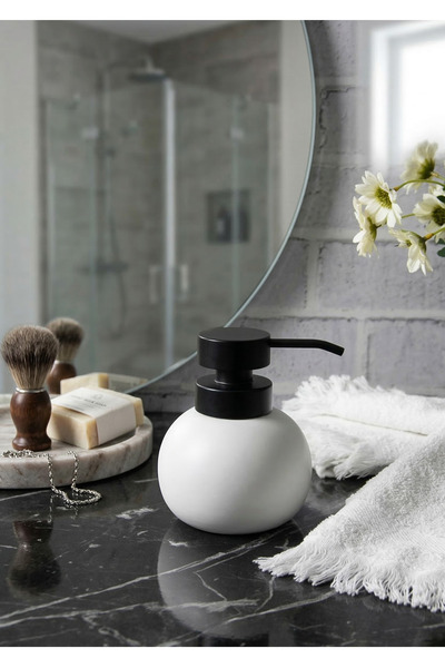 Trouvaille Бял дозатор за перилен препарат, порцеланов дозатор за течен сапун...