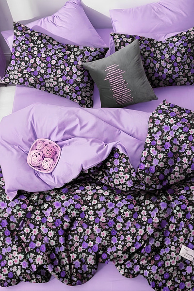 İQON Lastikli Çarşaflı Nevresim Takımı Tek Kişilik Violet Mor