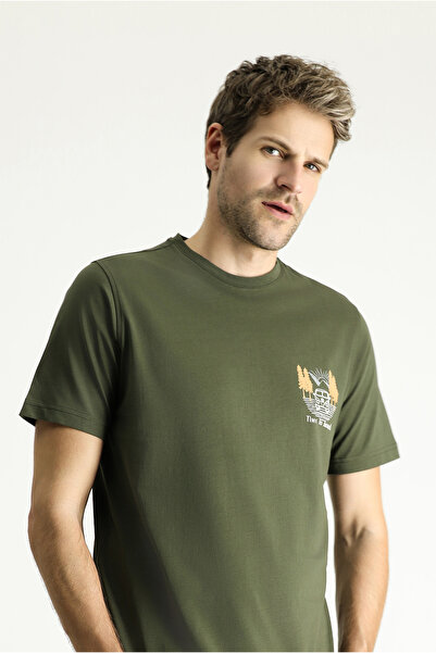 Kiğılı Single Jersey Cotton Regular Fit Printed Crew Neck T-Shirt