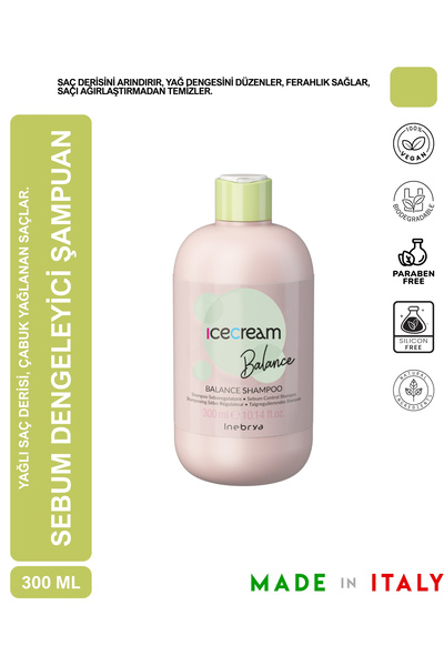 Inebrya Ice cream Balance Yağlı Saçlar Için Arındırıcı Şampuan 300ml
