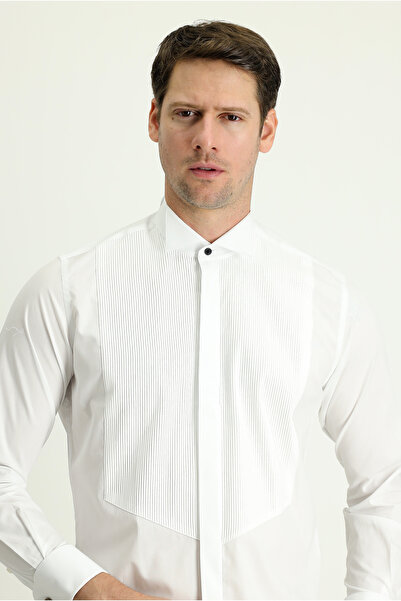 Kiğılı Cămașă din bumbac plisată, slim fit, cu guler Ata