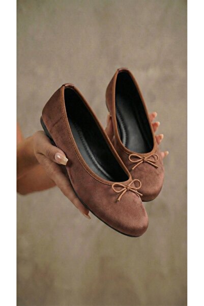 Beyond Women's Brown Satin Bowknot Stylish Ballerinas 1cm Byndstnb01