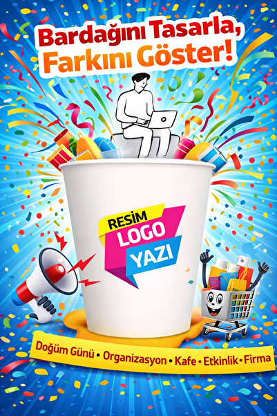 SBStrend Fuar Eğitim Seminer Firmaya Özel Baskılı Logolu 7 Oz 100 Adet Karton...