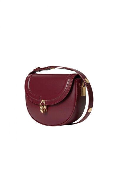 Jessie Burgundy Lock Closure Embossed Women's Shoulder Bag with Adjustable Strap