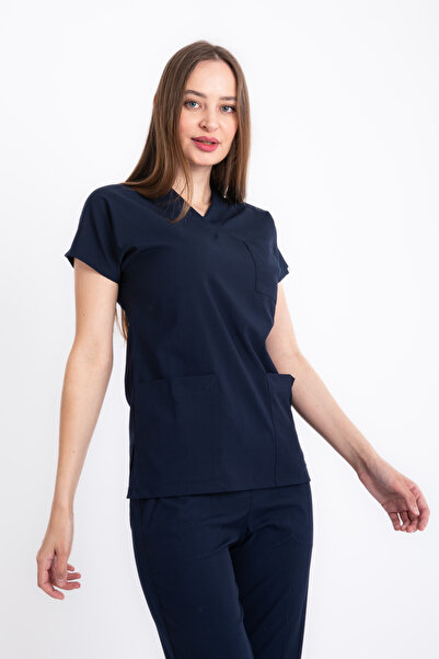 VİZYON UNIFORM Premium Likralı Lacivert Hemşire Forması Cerrahi Takım, scrubs...