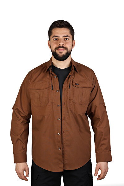 Ervo Tactical & Outdoor Erkek Açık Kahve Active Taktik Gömlek