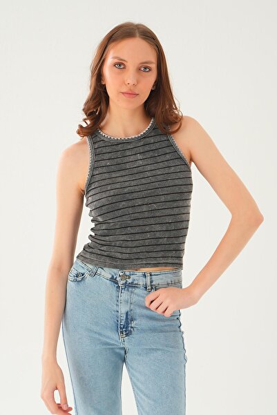 Rays Anthracite Striped Washable Undershirt 966-1