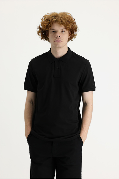 Kiğılı Tricou cu imprimeu, croială slim, cu guler polo