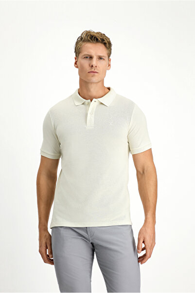 Kiğılı Tricou cu guler polo slim fit brodat bumbac 100%