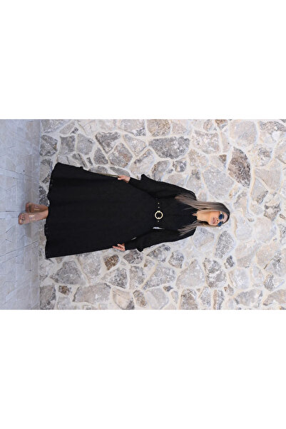 bytugcekaya Black gold Belt Detail Pocketed long dress
