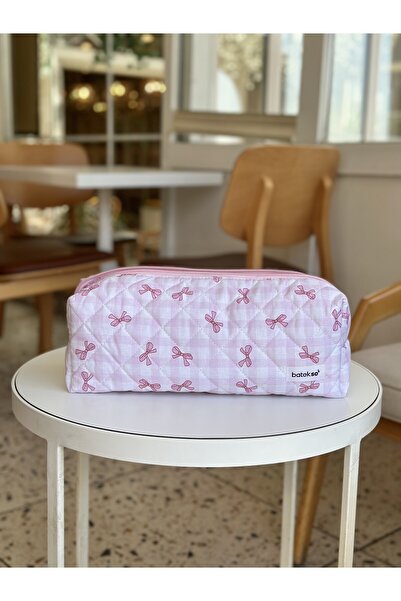 Batekso Τσάντα ταξιδιού για styling μαλλιών με μοτίβο ροζ Gingham Ribbon - μέ...