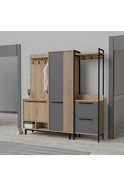 Abre Plaza Lux Portmanto Askılıklı Modern Vestiyer Takımı