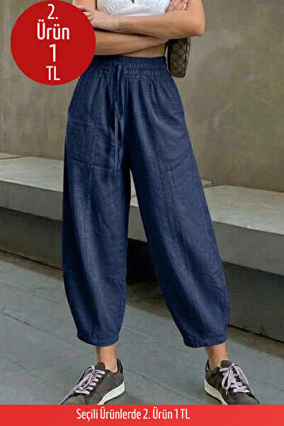 COMBİNE MİCHAİL Жіночі темно-сині шаровари з еластичним поясом